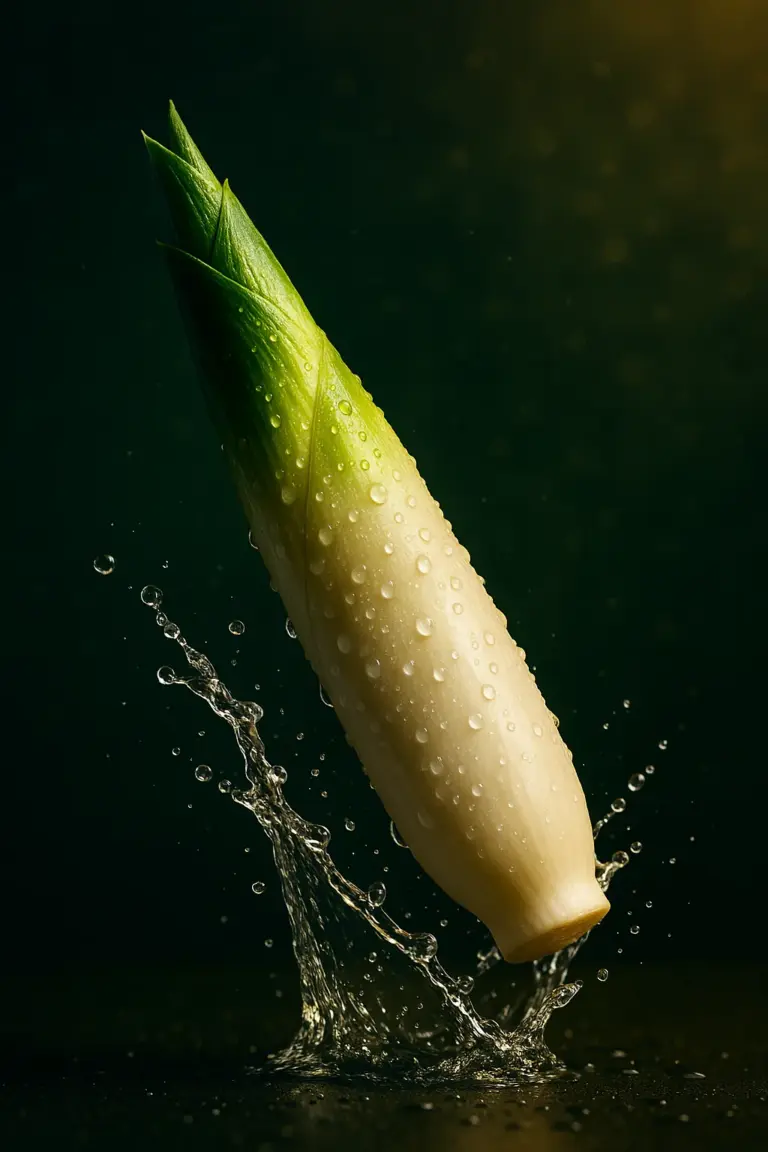 剝殼後露出白色筍肉的茭白筍近照